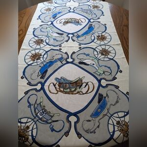 - - 100% silk Feeling Polyster Carriage print Scarf. Large. 70 x 21 inch…